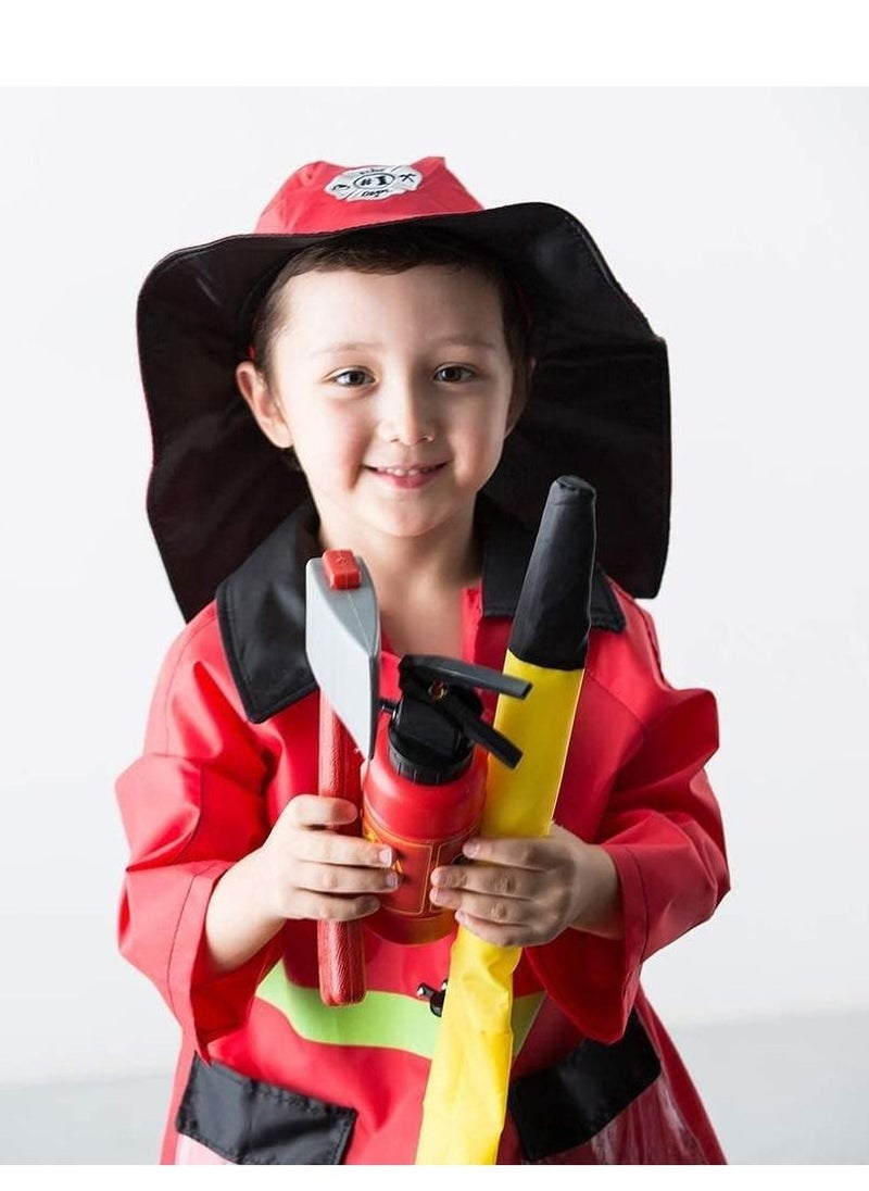 Mike Music - Kids Firefighter Costume Set with Accessories – 58 cm Jacket, 43 cm Sleeve, 46 cm Hat Diameter – Fits Ages 3 to 6 - Image 1