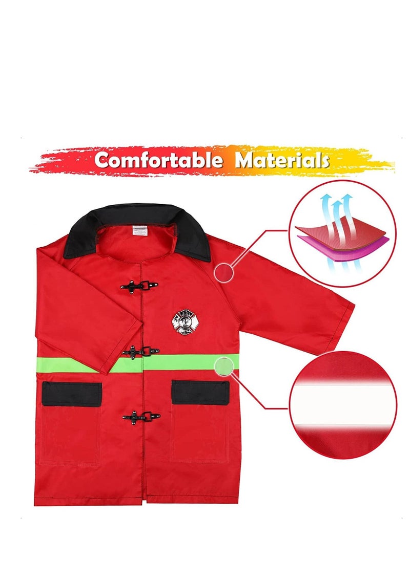 Mike Music - Kids Firefighter Costume Set with Accessories – 58 cm Jacket, 43 cm Sleeve, 46 cm Hat Diameter – Fits Ages 3 to 6 - Image 1