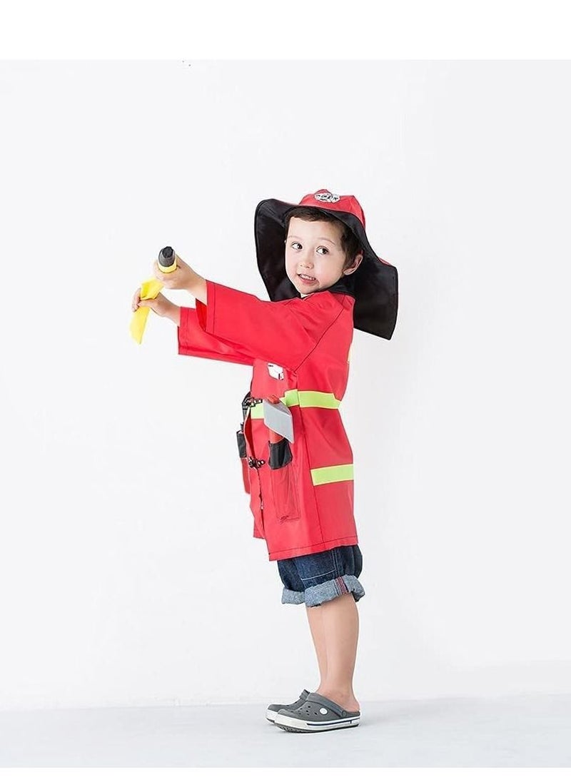 Mike Music - Kids Firefighter Costume Set with Accessories – 58 cm Jacket, 43 cm Sleeve, 46 cm Hat Diameter – Fits Ages 3 to 6 - Image 1