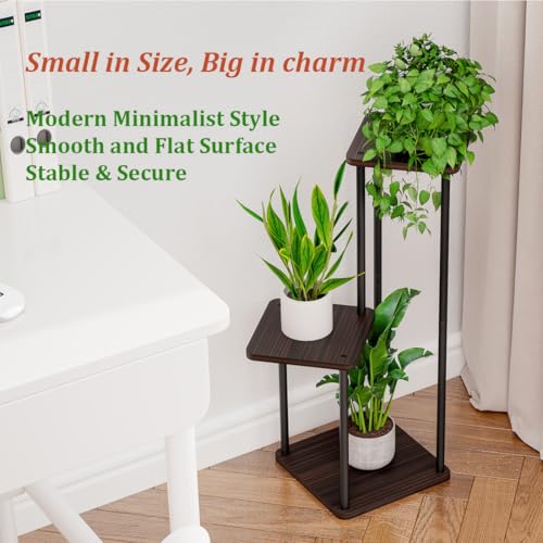 AZERPIAN 3 Tier Plant Stand Indoor Metal Plant Shelf for Multiple Plants Corner Flower Holders for Living Room Balcony Bedroom Patio Garden, Black (Black Oak, 3 tier) - Image 3