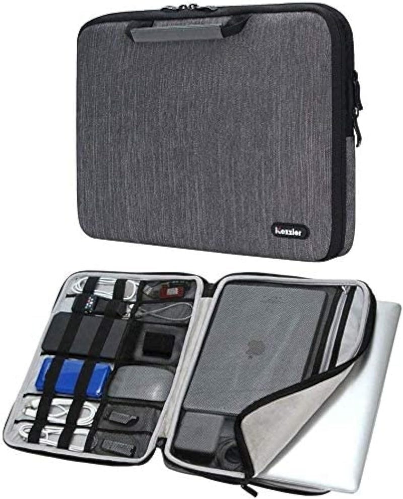 iCozzier Handle 11-11.6 Inch Laptop and iPad Case/Electronic Accessories Storage Bag 11”Laptop Sleeve for Ultrabook/Notebook/Netbook/MacBook - Grey - Image 1