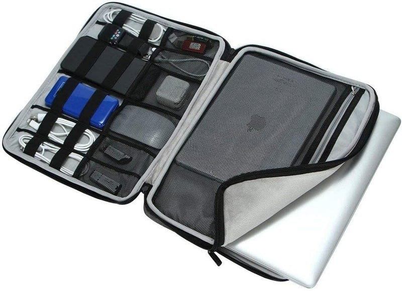 iCozzier Handle 11-11.6 Inch Laptop and iPad Case/Electronic Accessories Storage Bag 11”Laptop Sleeve for Ultrabook/Notebook/Netbook/MacBook - Grey - Image 2