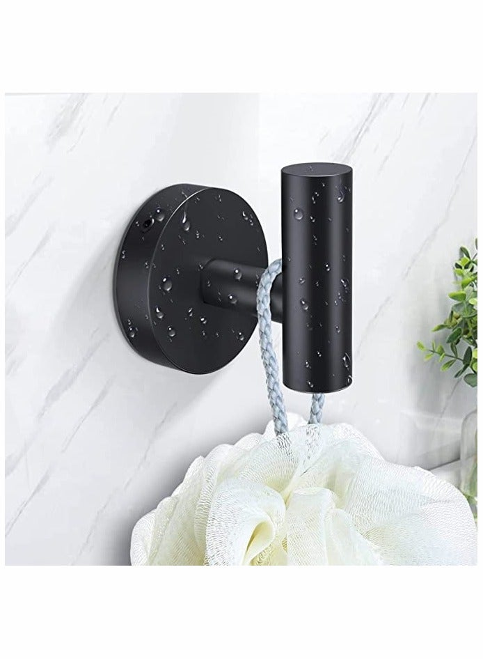 MIXDE Towel Hooks Bathroom Coat Hook Robe Hook Stainless Steel Heavy Duty Door Hanger Towel Robe Clothes Cabinet Closet Sponges Wall Hook for Bathroom Bedroom Kitchen Hotel Pool 4 Packs Matte Black  - Image 2