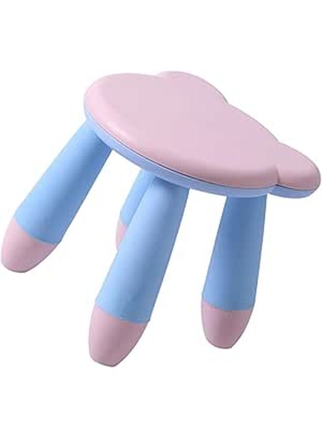 Plastic Step Stool With Non Skid Feet Pink Bear Design For Home And Kindergarten - Image 1