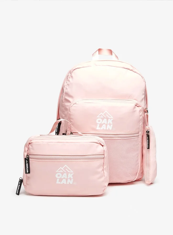شو اكسبرس Girls by Shoexpress Logo Print Backpack with Lunch Bag and Pencil Pouch - 42x30x16 cm