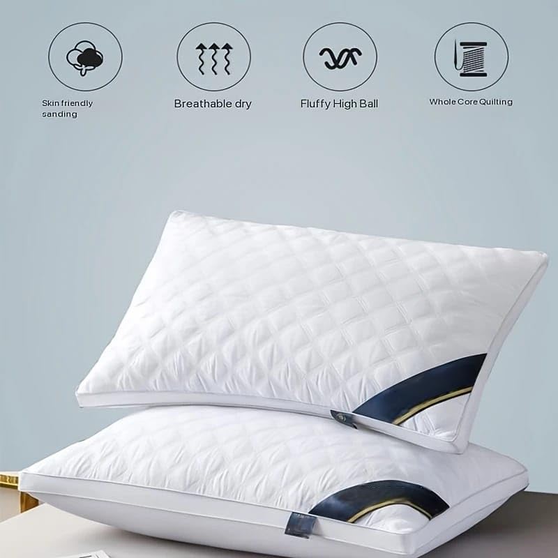 RAMNATH IMPEX RAMNATH Luxury Hotel Collection Bed Pillows for Sleeping – Set of 2, Soft & Supportive, Premium Plush Microfiber Fill, Breathable Hypoallergenic Cotton Cover – Queen Size Pillows Sleepers. - Image 2