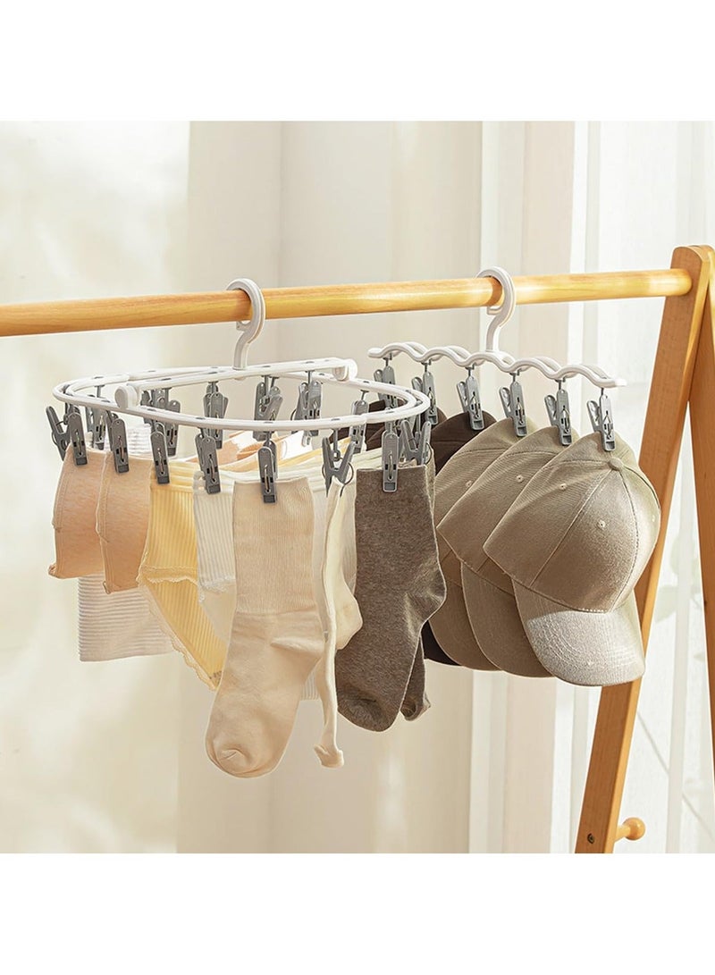 Foldable Drying Rack Hanger, Folding Portable Underwear Hangers with Clips Socks 20 Clips 360° Rotatable Hook for Drying Towels Bras Baby Clothes Gloves - Image 5
