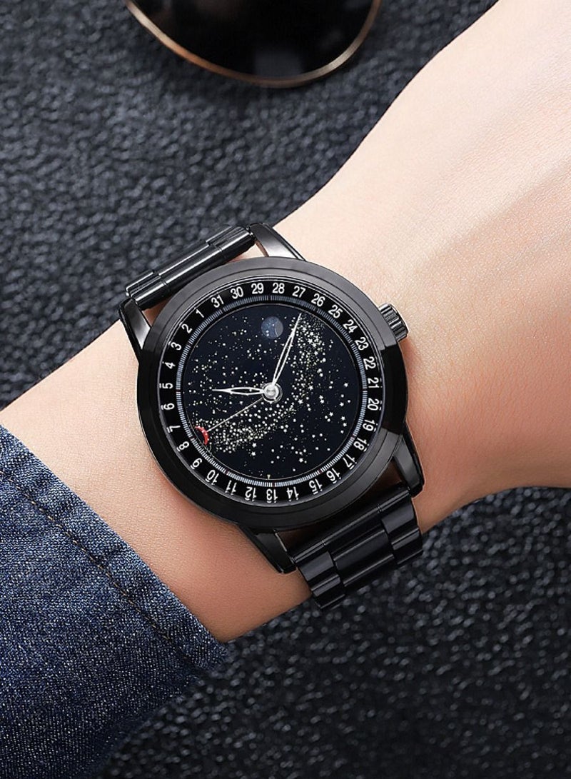 Men's Japan Quartz movement Fashion Starry Sky Moon Phase Watch - 2216 - Image 4