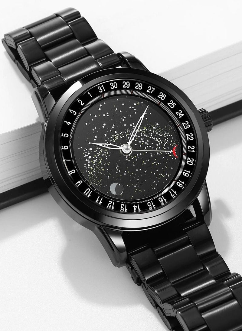 Men's Japan Quartz movement Fashion Starry Sky Moon Phase Watch - 2216 - Image 2