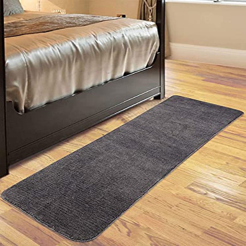 SKIVE India Stylish Anti Skid Backing Super Soft Velvet Feel Fur Bedsideskive2 Runner for Bedroom Living Room Floor Home Decoration Grey 40 x 120 CM 1Pcs - Image 1