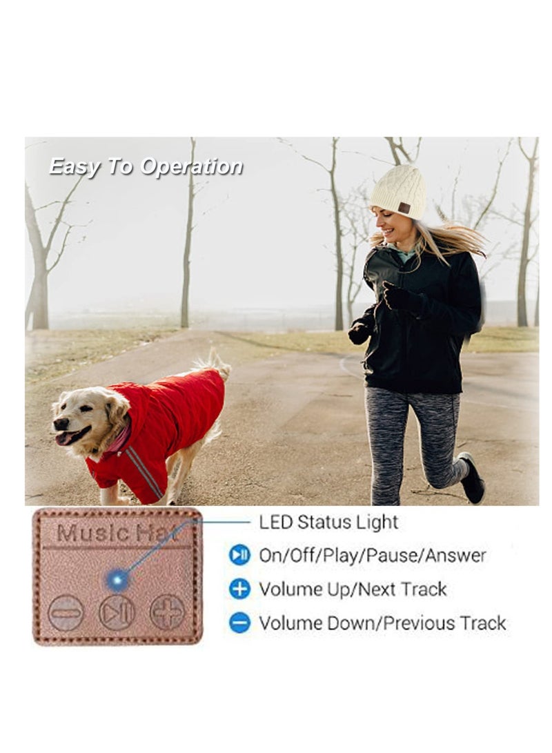 Barakah Wireless Beanie Hat Women Men Beanie Headset 5.0 Music Hat Over Ear Wireless Headphone Handsfree Earphone with Removable Speaker Outdoor Sport Washable Winter Knit Cap for Adult Boy Girl Gift (White) - Image 4