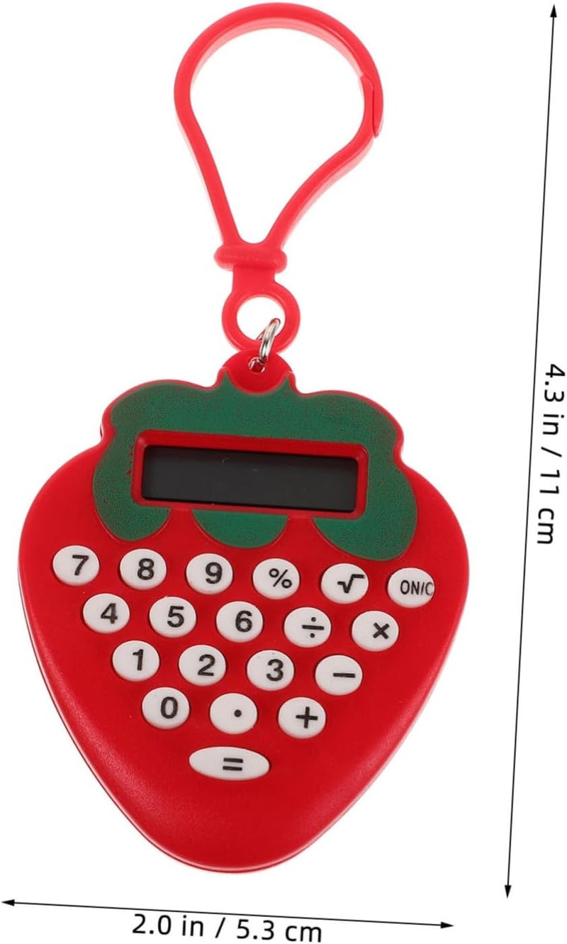 POPETPOP 2pcs Cute Strawberry Keychain Calculator Mini Portable Digital Calculator for Boys and Girls Adults School Office - Image 2