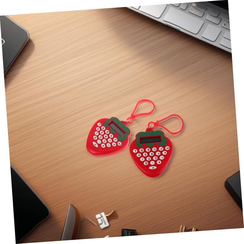 POPETPOP 2pcs Cute Strawberry Keychain Calculator Mini Portable Digital Calculator for Boys and Girls Adults School Office - Image 5