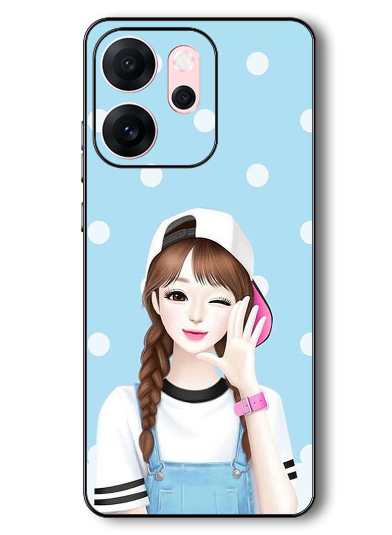 Theodor Case Compatible with Oppo Reno 14 F 6.57 Inch Protection Shockproof Bumper Cover Girl Wear Cap - Image 1