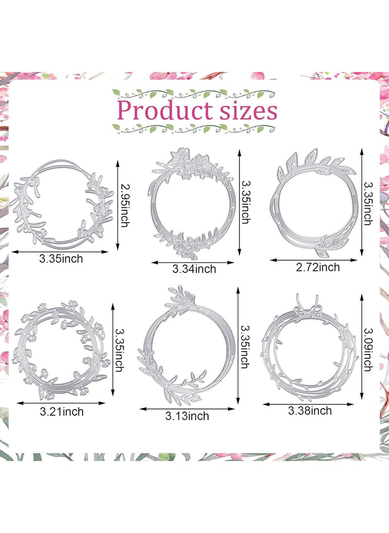 Nuenen 6 Pieces Wreath Die Cuts for Card Making Metal Circle Round Flower Die Cuts for Paper Crafts Border Stencils for Card Making Supplies DIY Craft 6 Styles  - Image 2