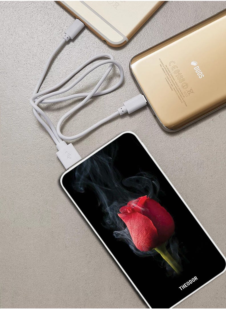 Theodor - 10,000 mAh Super Fast Charging Ultra Compact Power Bank with Quick Charge & Power Delivery, Portable Charger For iPhone and Android Red Rose - Image 1