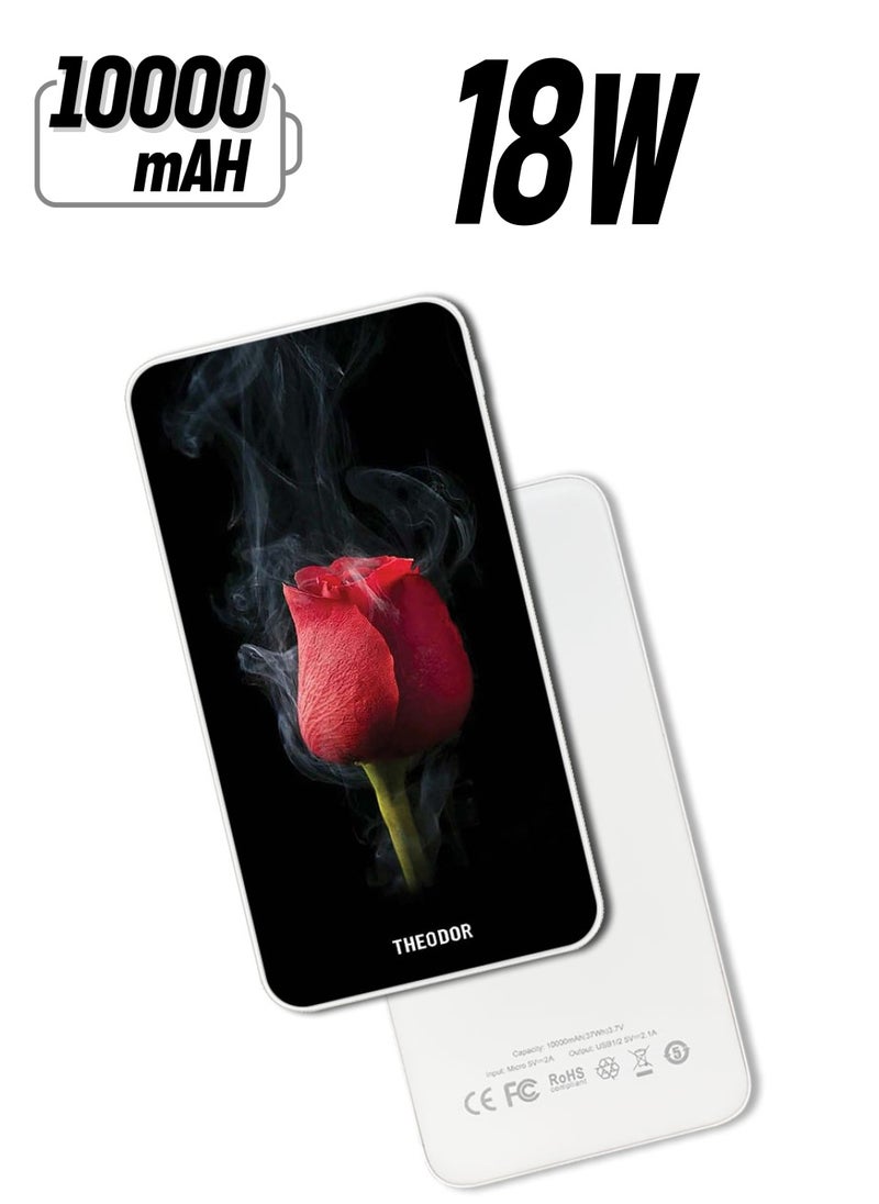 Theodor - 10,000 mAh Super Fast Charging Ultra Compact Power Bank with Quick Charge & Power Delivery, Portable Charger For iPhone and Android Red Rose - Image 1