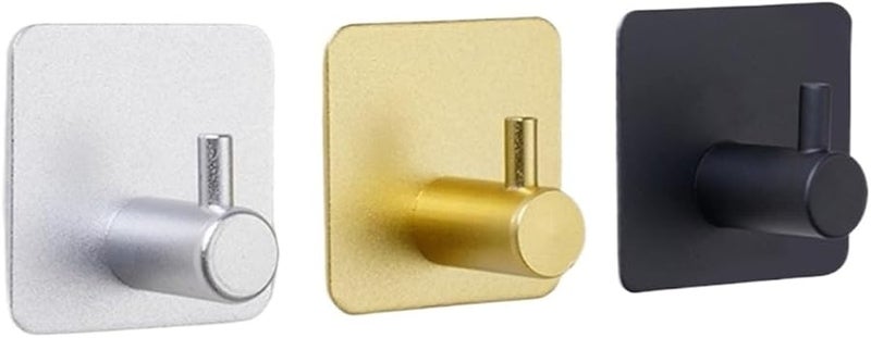 Silver Wall Hooks 3pcs 4 5X4 5cm Adhesive Key Coat Towel Rack Storage - Image 1