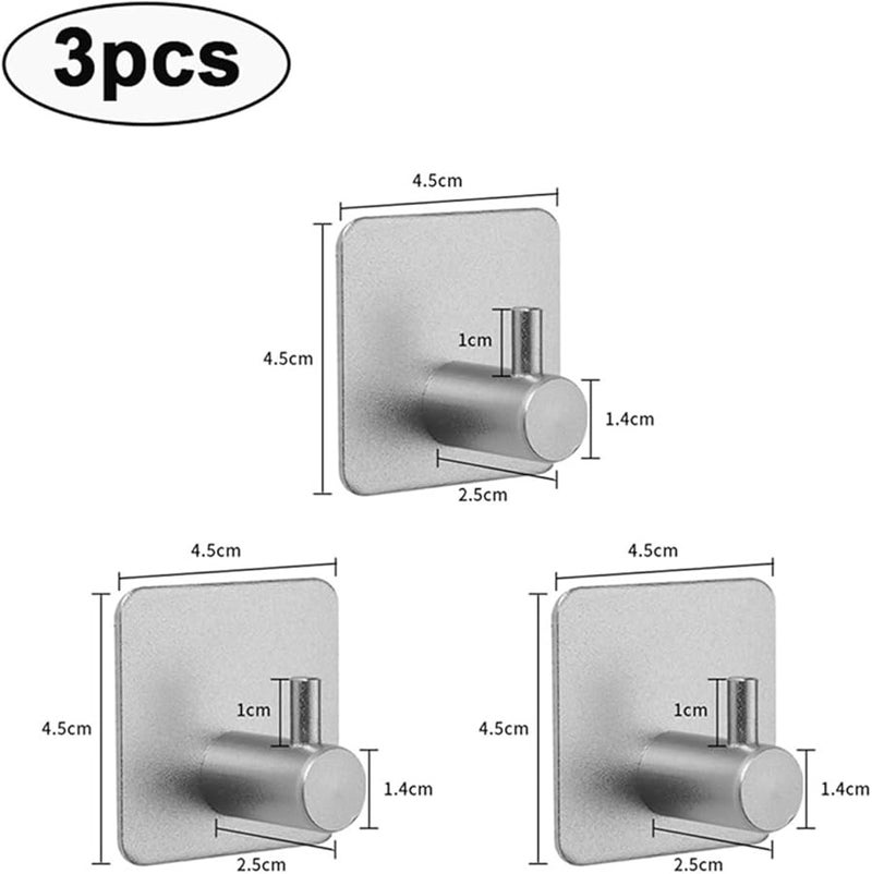 Silver Wall Hooks 3pcs 4 5X4 5cm Adhesive Key Coat Towel Rack Storage - Image 3