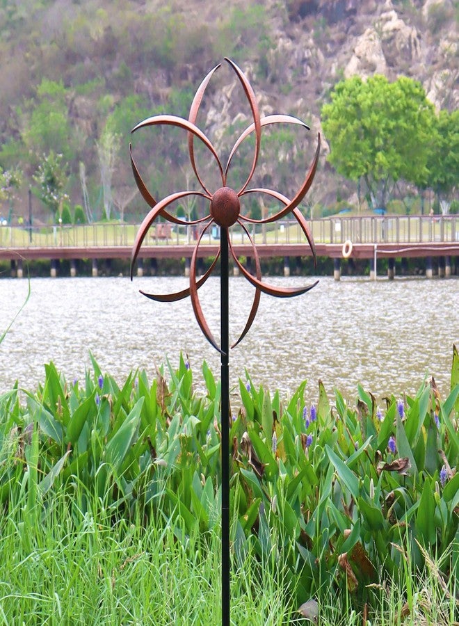 LERFUGI Wind Spinner Outdoor Copper Metal Garden Wind Spinners with Dual Kinetic Spinning Blades for Yard Lawn and Patio Decor 63x13 Inches - Image 5
