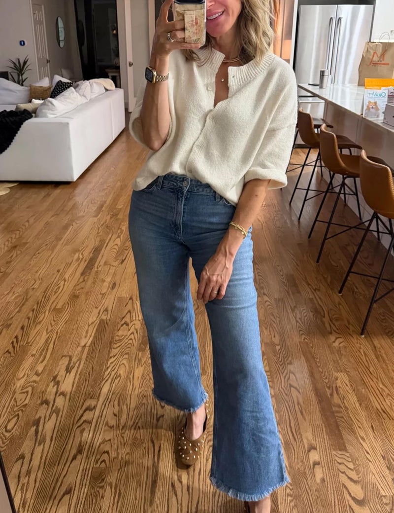 Springrain Cardigan Sweaters for Women Lightweight Knit Cropped Cardigan Button Up Solid Knitwear(Beige-M) - Image 3