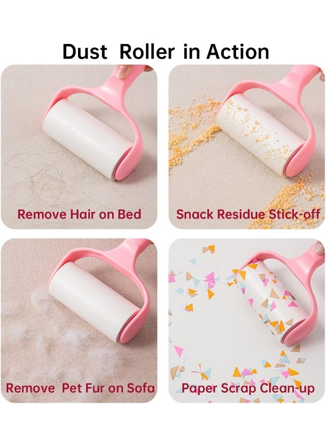 ECVV Lint Roller Remover Set, Ultra-Sticky Dog/Cat Hair Removal Tool with 360 Sheets (9 Refills + 1 Handle), Fluff Brush for Clothing, Carpets, Car Seats, and Dust Removal (Pink)  - Image 3