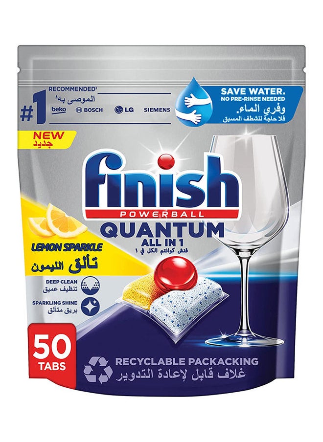 Finish باور بول كوانتوم الكل في 1 لغسالة الأطباق برائحة الليمون، 50 قرص  - Image 1