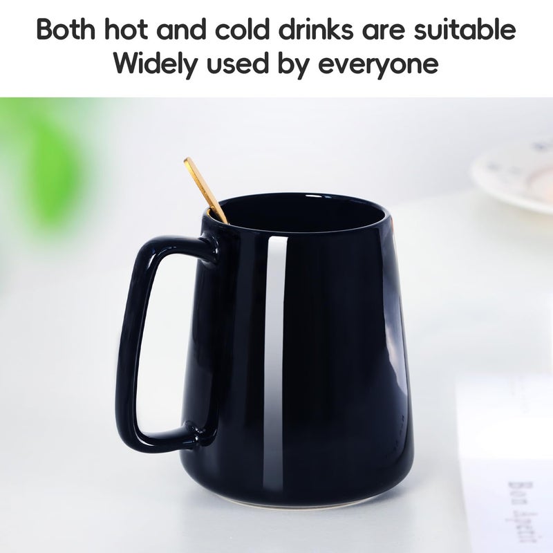 Smilatte 24 OZ Large Coffee Mug, Nice Ceramic Boss Tea Cup with Big Handle for Dad Men Women, Unique Style For Any Kitchen, Black - Image 3