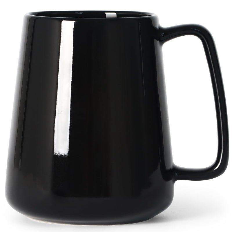 Smilatte 24 OZ Large Coffee Mug, Nice Ceramic Boss Tea Cup with Big Handle for Dad Men Women, Unique Style For Any Kitchen, Black - Image 1