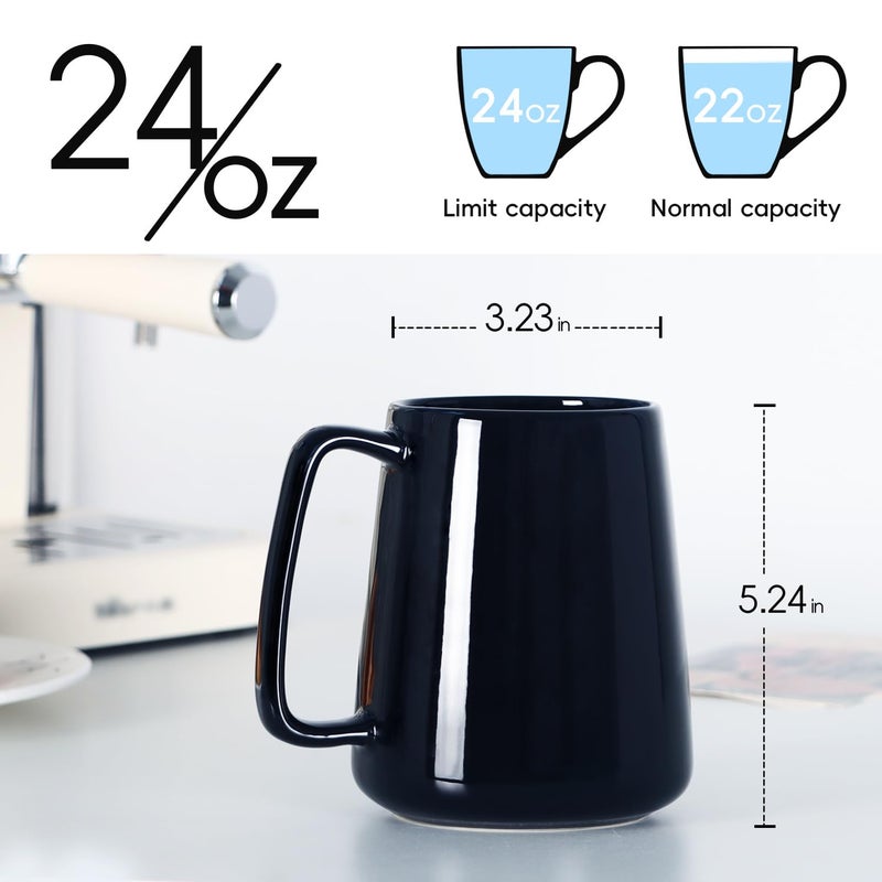Smilatte 24 OZ Large Coffee Mug, Nice Ceramic Boss Tea Cup with Big Handle for Dad Men Women, Unique Style For Any Kitchen, Black - Image 2
