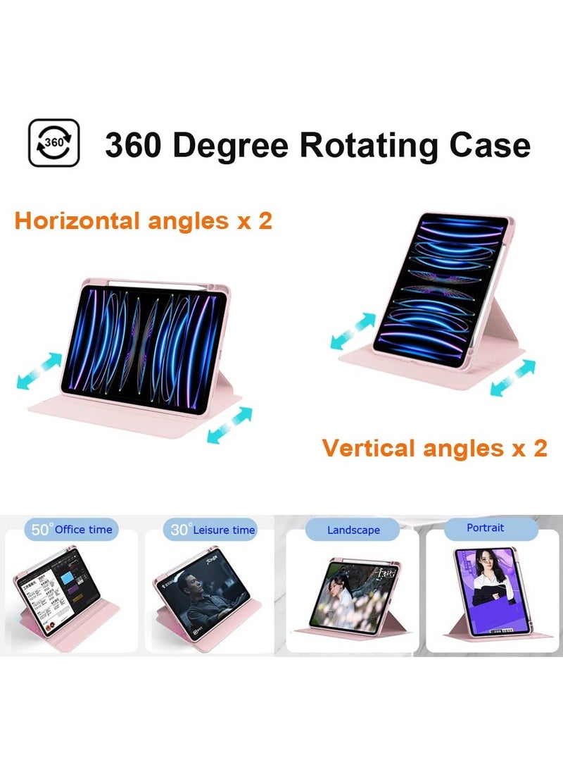 Case for  HUAWEI Matepad SE 11 inch,Tablet Protective Case With Pen Slot, Acrylic 360 ° Rotating Design, Automatic Wake-up/sleep, Soft Leather,Pink