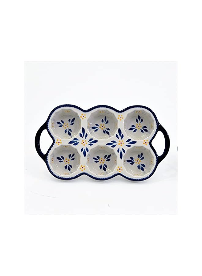 مجموعة أدوات خبز العالم القديم، مجموعة من 2 صينية مافن غير لاصقة من السيراميك، صينية خبز جيلي الخبز باللون الأزرق - Image 3