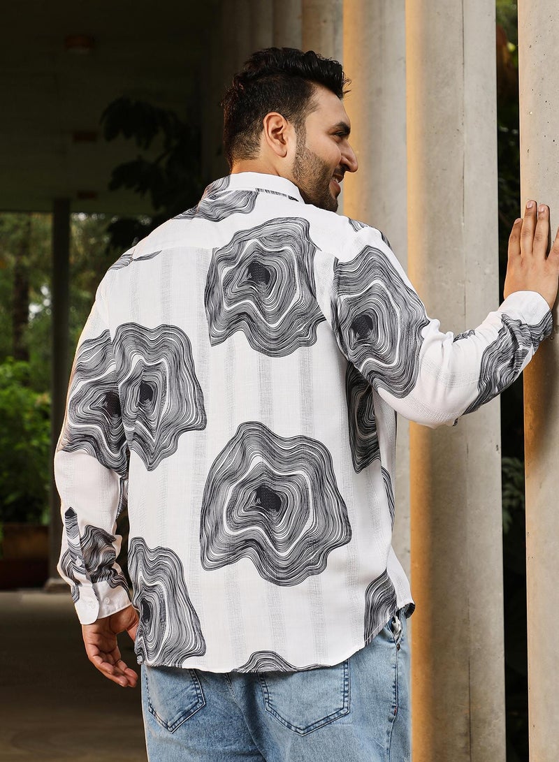 انستافاب بلس قميص رجالي جاكار بخيوط متباينة أبيض وأسود من إنستافاب بلس - Image 5