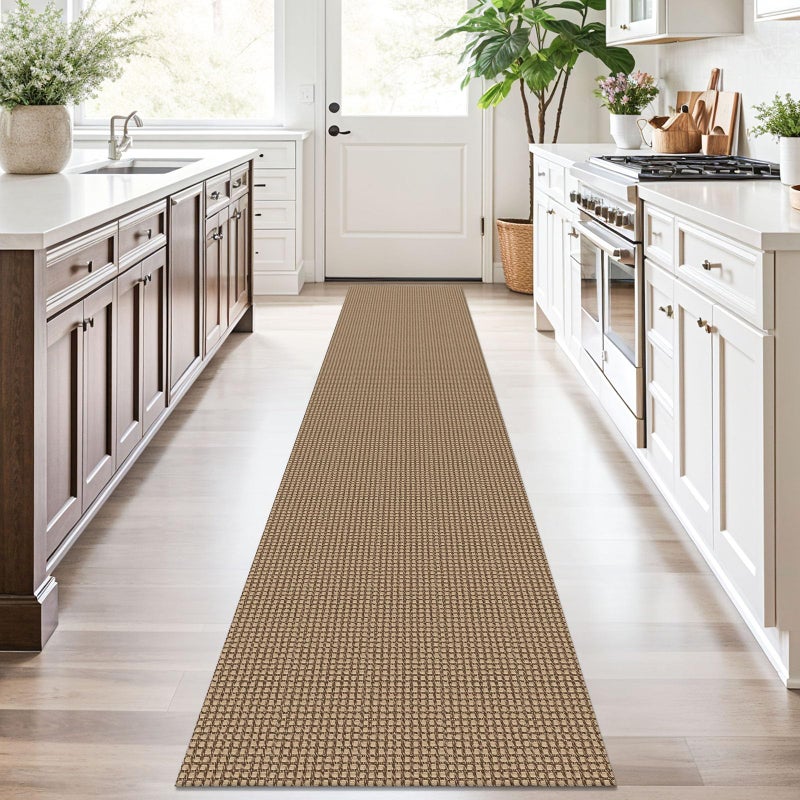 KOZYFLY Boho Runners for Hallways 2x10 ft Washable Kitchen Runner Non Slip Rubber Backed Hallway Rugs Cotton Entryway Runner Rug Floor Carpet for Indoor Hall, Backdoor, Kitchen, Tan/Orange/Brown - Image 2