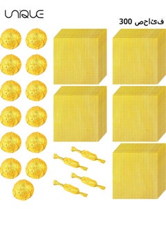Unique Foil Candy Wrappers, 300 Pieces 3.1*3.1 inches Golden Aluminium Foil Candy Wrappers Square Chocolate Molds Sugar Tin Foil Wrappers for DIY Candy Chocolate Packaging by Party Wedding Birthday  - Image 1