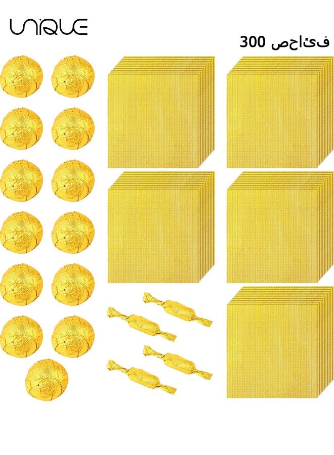 Unique Foil Candy Wrappers, 300 Pieces 3.1*3.1 inches Golden Aluminium Foil Candy Wrappers Square Chocolate Molds Sugar Tin Foil Wrappers for DIY Candy Chocolate Packaging by Party Wedding Birthday - Image 1