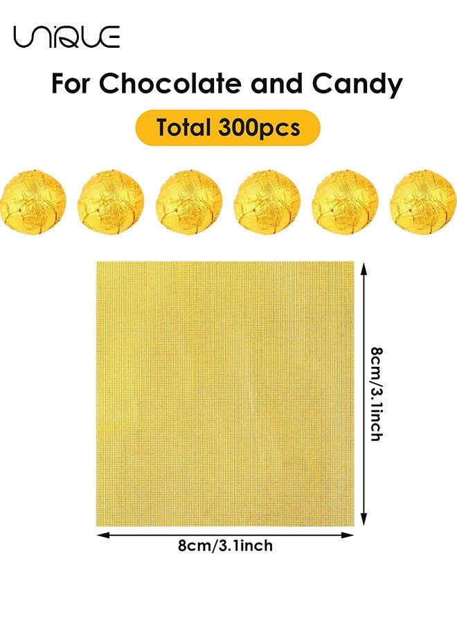 Unique Foil Candy Wrappers, 300 Pieces 3.1*3.1 inches Golden Aluminium Foil Candy Wrappers Square Chocolate Molds Sugar Tin Foil Wrappers for DIY Candy Chocolate Packaging by Party Wedding Birthday - Image 2