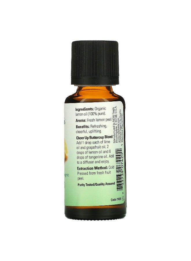 Now Foods - NOW Foods, Organic Essential Oils, Lemon, 1 fl oz (30 ml) - Image 1