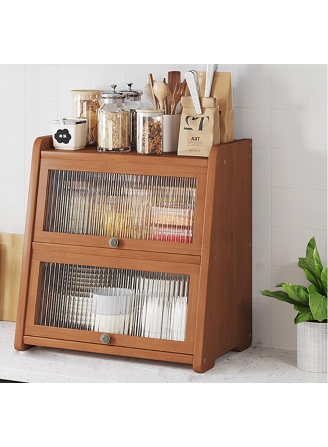 NKX Kitchen Countertop Storage Cabinet with Acrylic Doors – Pantry Sideboard Organizer for Spices, Seasoning, Dishes & Bowls - Image 1