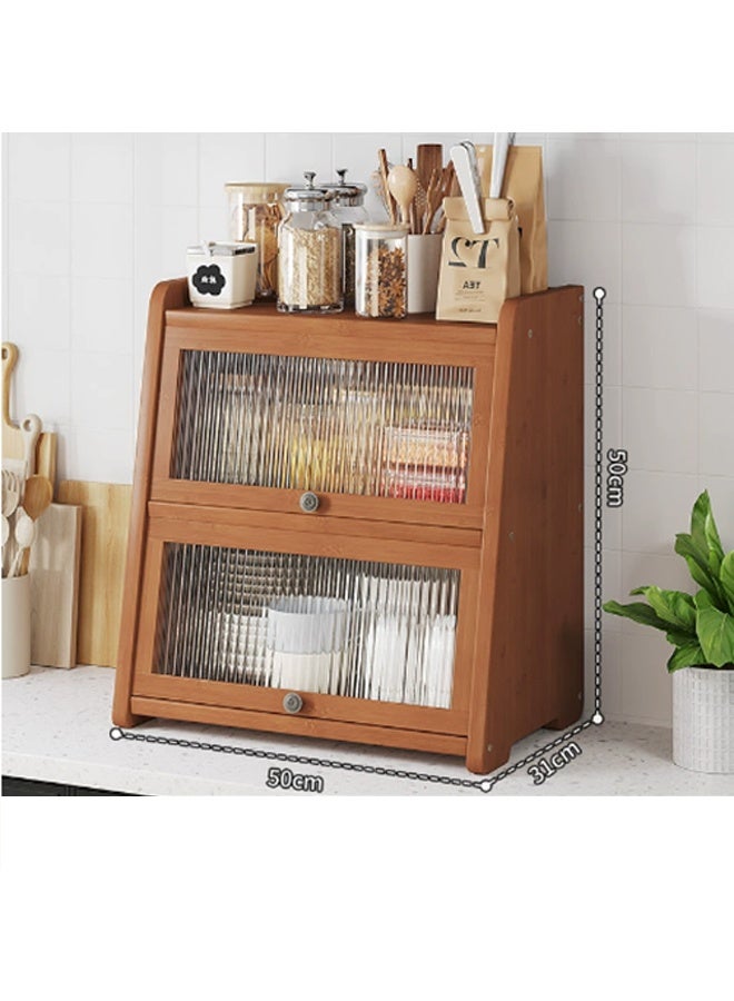 NKX Kitchen Countertop Storage Cabinet with Acrylic Doors – Pantry Sideboard Organizer for Spices, Seasoning, Dishes & Bowls - Image 2