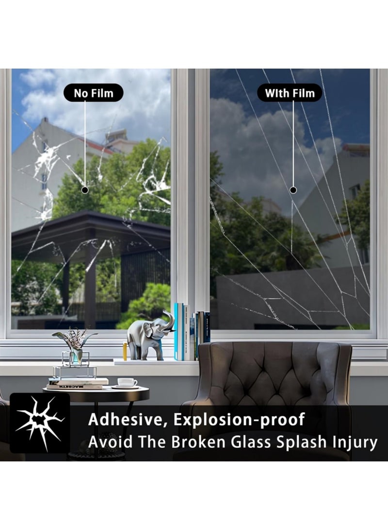 أداندو غشاء نافذة للخصوصية في اتجاه واحد، مرآة عاكسة للضوء، لون ذاتي اللصق للمنزل والمكتب، حاجب لأشعة الشمس فوق البنفسجية ومضاد للوهج والتحكم الحراري، لون زجاجي معتم، أسود فضي، 60 × 200 سم - Image 5