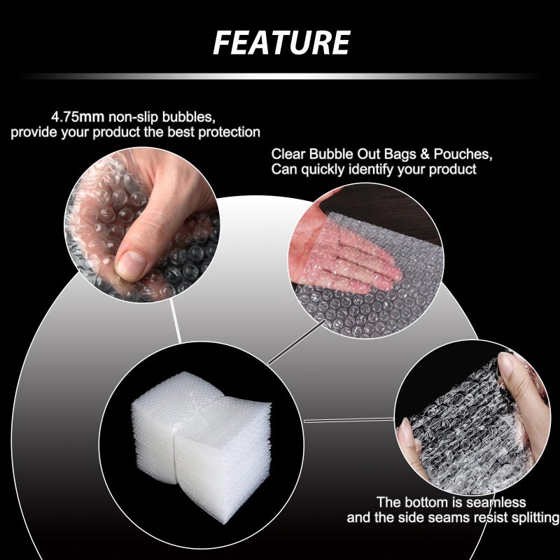 High-PQ Bubble Pouches Wrap, Clear Not Self-Seal Bubble Out Bags with Double Walled Cushioning, Ideal for Packing, Shipping, Storage, Moving (50PCS-8x10Inches) - Image 4