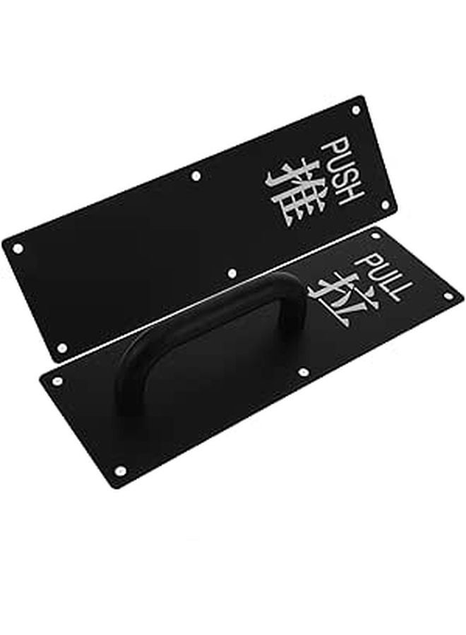 Black Handle Push Pull Door Hardware for Interior and Exterior Doors Sleek Design - Image 1