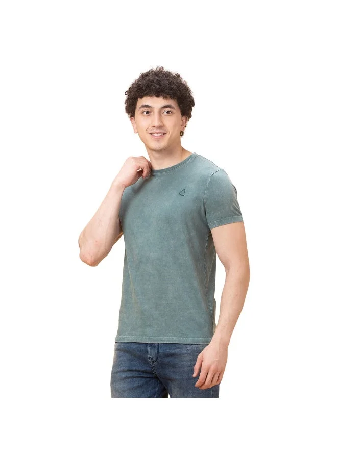 بيينغ هيومان Mens Dark Green Round Neck Short Sleeve T-Shirt