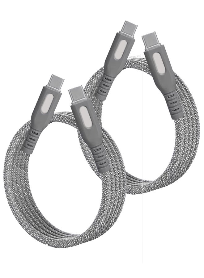 CATANES 2Packs USB-C to USB-C Magnetic Charging Cable (1M) - PD Fast Charge, Detachable & Tangle-Free Design - Light Grey - Image 1