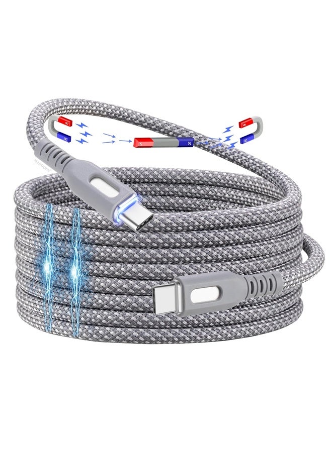 CATANES 2Packs USB-C to USB-C Magnetic Charging Cable (1M) - PD Fast Charge, Detachable & Tangle-Free Design - Light Grey - Image 5