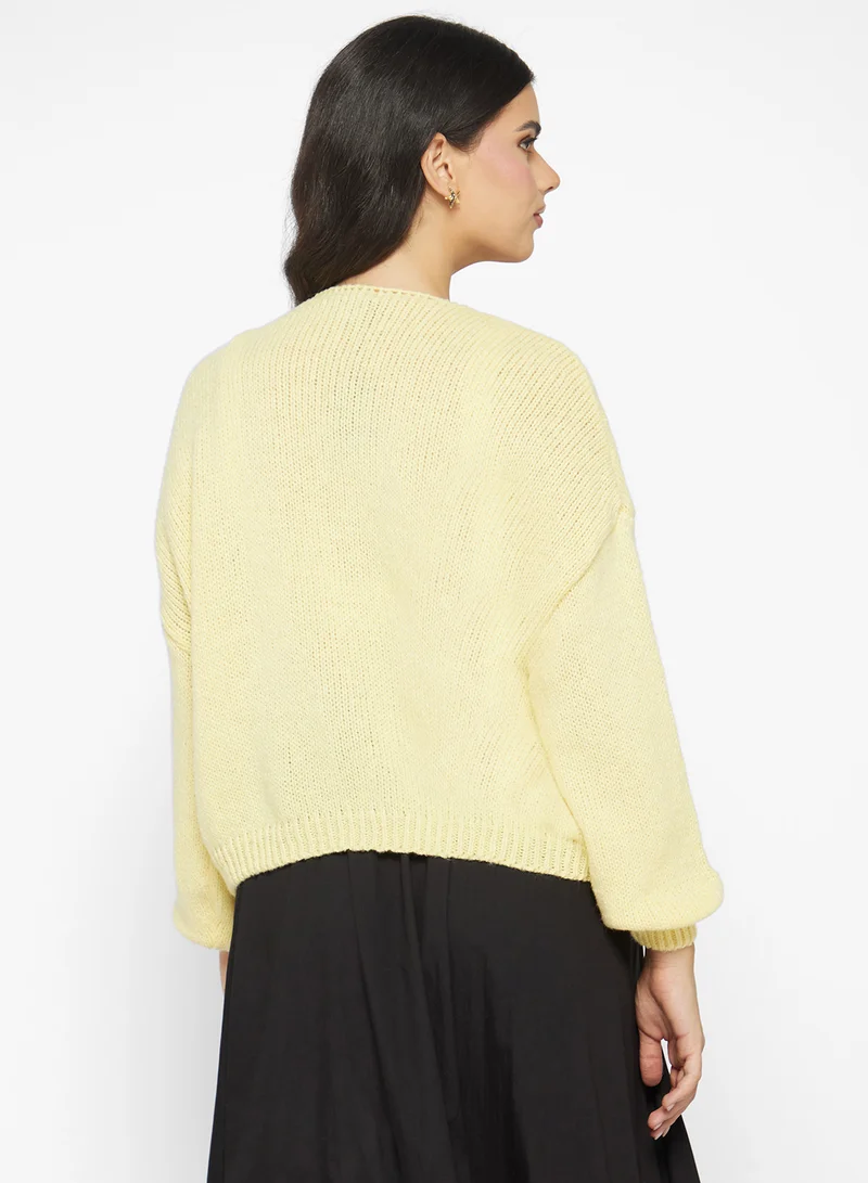 جينجر Bow Tie Detail Knitted Cardigan