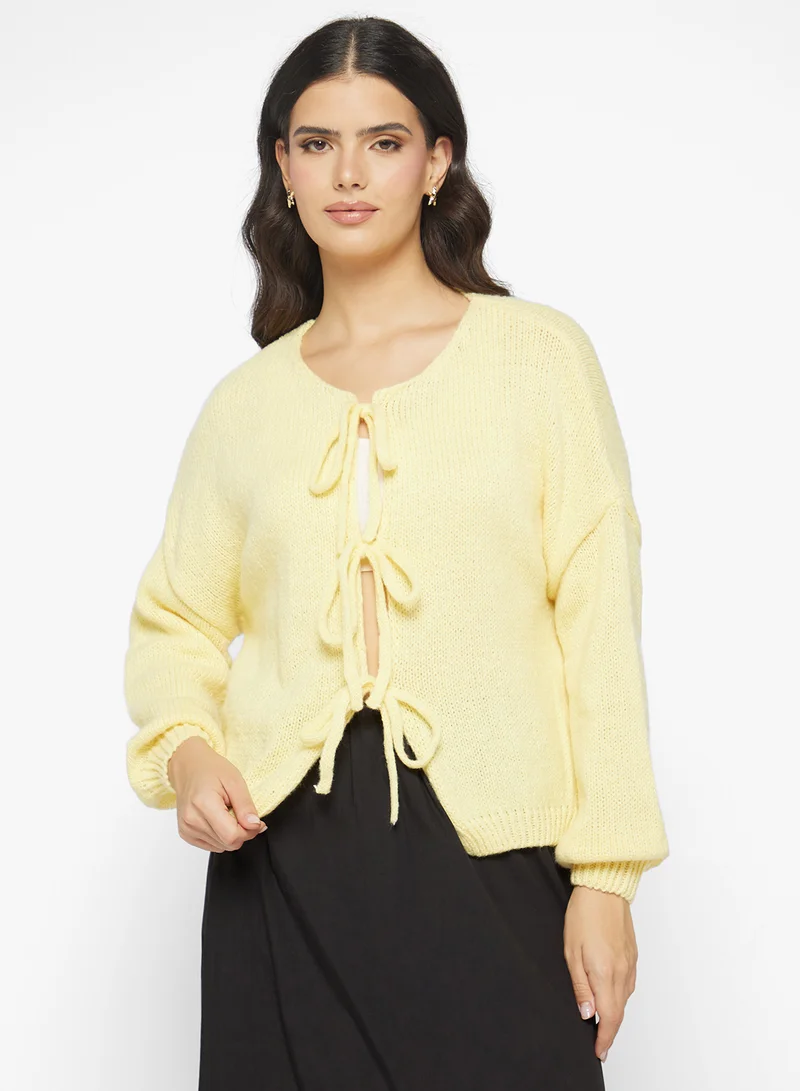 جينجر Bow Tie Detail Knitted Cardigan