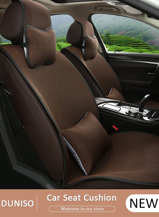 DUNISO 1pcs Auto Breathable Universal Four Seasons Front Car Seat Covers Luxury Include Front Car Seat Protector Lumbar Pillow and Neck Pillow Compatible with 95% Vehicle Fit for Cars Truck SUV or Vans - Image 1