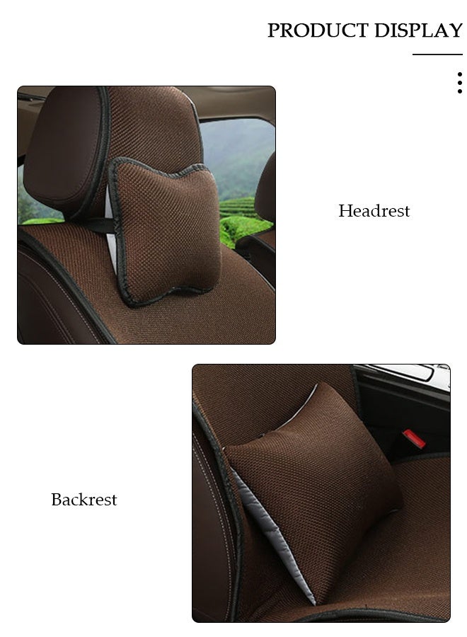 DUNISO 1pcs Auto Breathable Universal Four Seasons Front Car Seat Covers Luxury Include Front Car Seat Protector Lumbar Pillow and Neck Pillow Compatible with 95% Vehicle Fit for Cars Truck SUV or Vans - Image 4